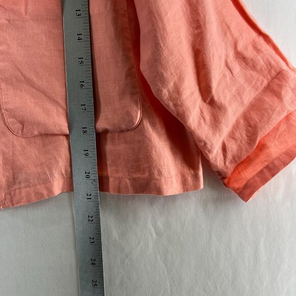 Bryn Walker Linen 3/4 Sleeves Topper Jacket Womens L Oversized Lagenlook Orange - Picture 8 of 11